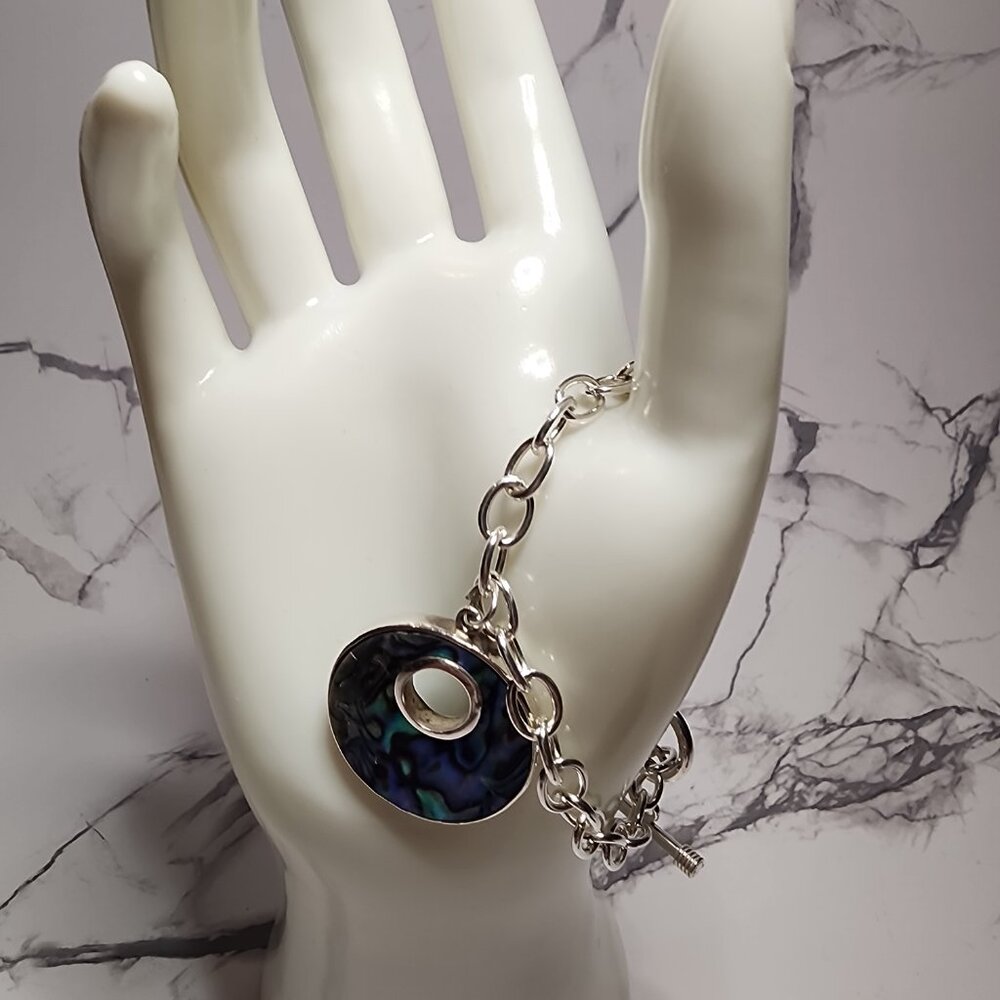 925 Silver Abalone Toggle Bracelet - image 3